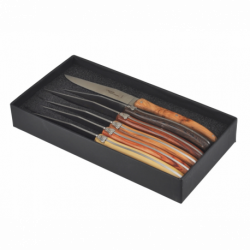 Boîte de 6 couteaux Laguiole Brasserie - Manches bois