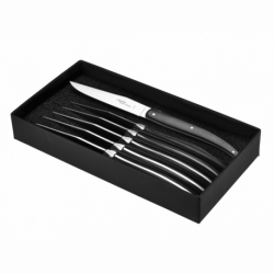 Boîte 6 couteaux Laguiole Brasserie - Manches Paperstone noir