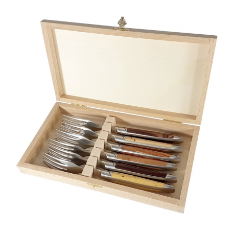 Coffret 6 fourchettes Le Thiers Avantage - Manches bois assortis