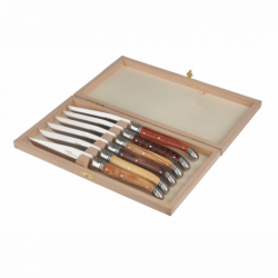 Coffret de 6 couteaux Laguiole Avantage - Manches bois assortis