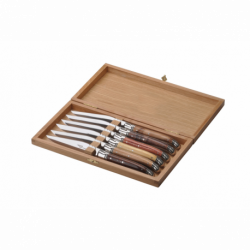 Coffret de 6 couteaux Laguiole Prestige - Manches bois assortis