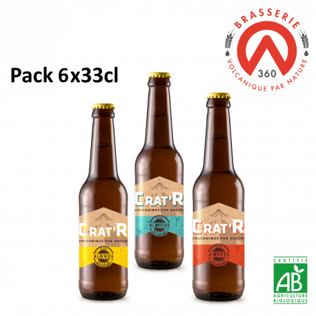 Pack DUO CRAT'R 6x33cl (2 blanches, 2 blondes, 2 ambrées)