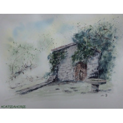 Aquarelle "Au bord du chemin"