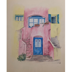 Aquarelle "La maison rose"