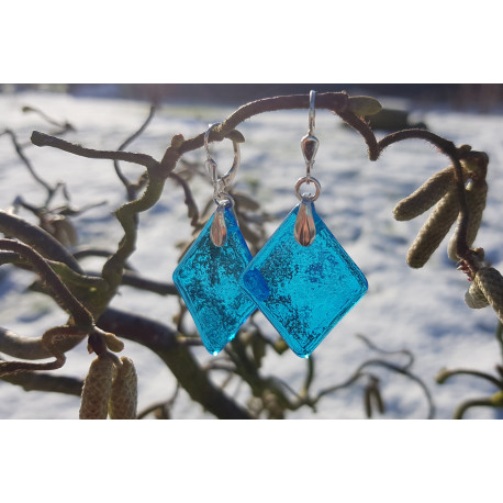 Boucles d'oreilles bleu turquoise, collection Géorine