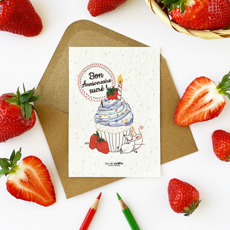 Carte ensemencée à planter "Bon anniversaire sucré" Carte ensemencée à planter "Bon anniversaire sucré"