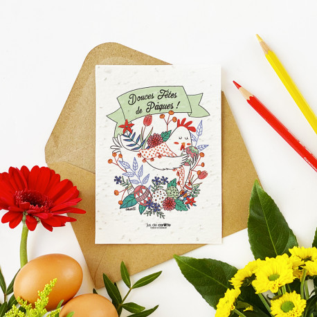 Carte ensemencée à planter "Douces Fêtes de Pâques" Carte ensemencée à planter "Douces Fêtes de Pâques"