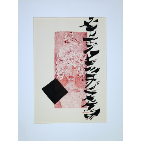 Monotype femme en rose technique mixte Monotype femme en rose technique mixte