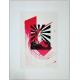 Linogravure Astérion avec gestuelle rouge