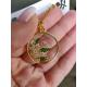 Pendentif véritables fleurs séchées doré à l'or fin