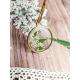 Pendentif véritables fleurs séchées doré à l'or fin