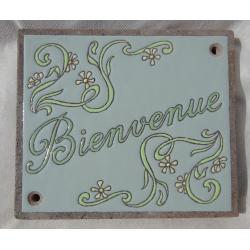 Bienvenue decor de jasmin sur fond vert pâle