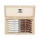 Coffret hêtre couteaux à steak Laguiole mitre inox manche bois