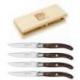 Coffret hêtre couteaux à steak Laguiole mitre inox manche bois