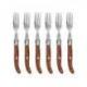 Coffret hêtre 6 fourchettes à steak Laguiole mitre inox manche bois