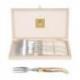 Coffret hêtre 6 fourchettes à steak Laguiole mitre laiton