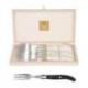 Coffret hêtre 6 fourchettes Laguiole mitre inox manche méthacrylate