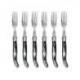 Coffret hêtre 6 fourchettes  Laguiole mitre inox manche corne noire