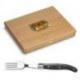 Coffret hêtre 6 fourchettes  Laguiole mitre inox manche corne noire