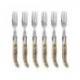 Coffret hêtre 6 fourchettes  Laguiole mitre inox manche corne noire