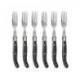Coffret hêtre 6 fourchettes  Laguiole mitre inox manche corne noire