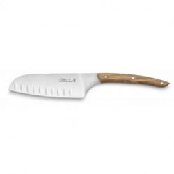 Couteau santoku 13cm Le Thiers® lame alvéolée manche olivier