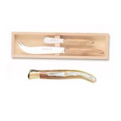 Coffret couteau fromage + tartineur Laguiole mitre laiton