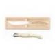 Coffret hêtre couteau à fromage Laguiole mitre inox manche nacrine