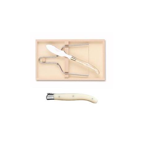 Coffret lyre à foie gras Laguiole mitre inox manche nacrine ivoirine