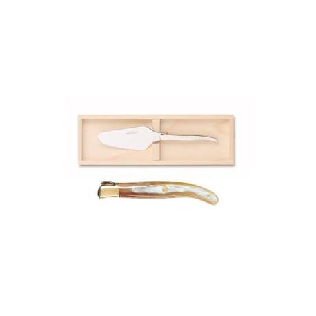 Coffret pelle à tarte Laguiole mitre laiton