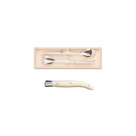 Coffret service à salade Laguiole mitre inox manche nacrine ivoirine Coffret service à salade Laguiole mitre inox manche nacrine ivoirine