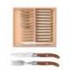 Coffret hêtre 12 pièces Laguiole mitre inox manche bois