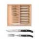 Coffret hêtre 12 pièces Laguiole mitre inox manche bois