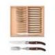 Coffret hêtre 12 pièces Laguiole mitre inox manche bois