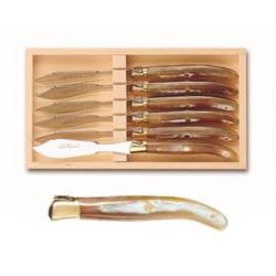 Coffret 6 couteaux poisson Laguiole mitre laiton