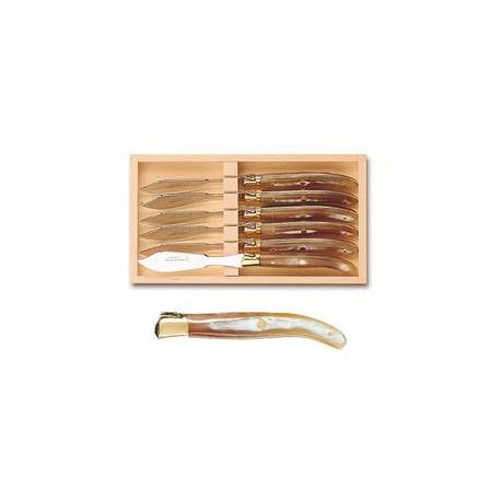 Coffret 6 couteaux poisson Laguiole mitre laiton