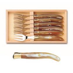 Coffret 6 fourchettes poisson Laguiole mitre laiton