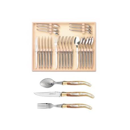 Coffret ménagère 24 pièces super Laguiole mitre laiton