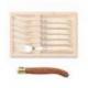 Coffret hêtre 6 fourchettes à dessert Laguiole mitre laiton