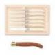 Coffret hêtre 6 couteaux à dessert Laguiole mitre laiton
