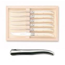 Coffret hêtre 6 couteaux à dessert Laguiole plein manche