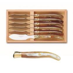 Coffret 6 couteaux individuels à foie gras Laguiole mitre laiton