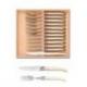 Coffret hêtre 12 pièces Laguiole mitre inox manche méthacrylate