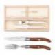 Coffret hêtre 1 couteau + 1 fourchette Laguiole mitre inox manche bois