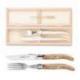 Coffret hêtre 1 couteau + 1 fourchette Laguiole mitre inox manche bois