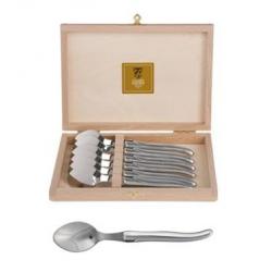 Coffret hêtre 6 cuillères à café Laguiole plein manche