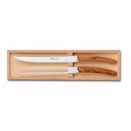 Coffret service à découper 2 pièces Le Thiers® manche bois d'olivier