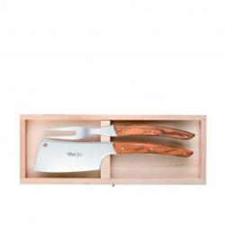 Coffret hêtre service à fromage Le Thiers® manche bois d'olivier