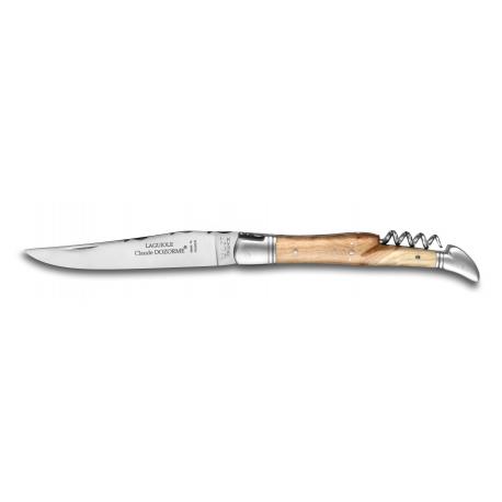 Couteau de poche Laguiole 12cm + tire-bouchon manche genévrier mitre inox