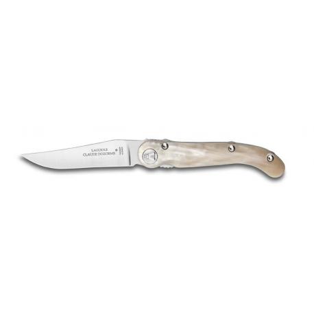 Couteau de poche Baroudeur Laguiole lame lisse manche corne claire Couteau de poche Baroudeur Laguiole lame lisse manche corne claire